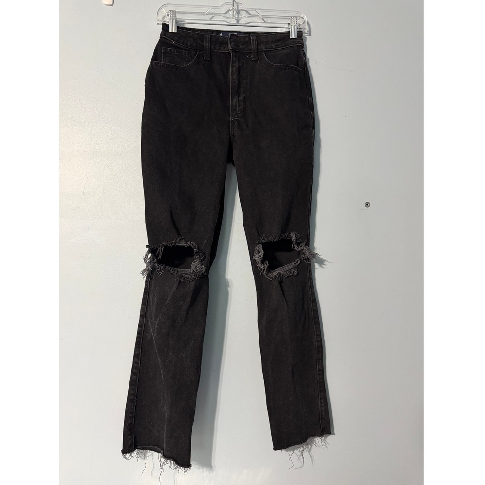Hollister 26P Ultra High-Rise 90s Vintage Straight Distressed Black Jeans 2413